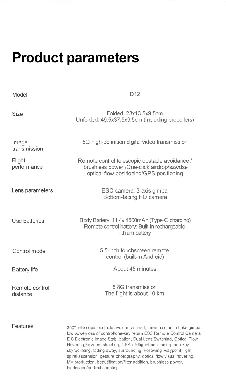 New D12 GPS Drone 3-Axis Gimbal With Touch Screen Profesional 8K HD Camera FPV Obstacle Avoidance Brushless Dron Toy for adult ﻿ Ai-TechWorld 