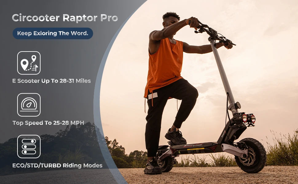 Circooter Raptor pro adult escooter, 1600W motor, 48V 20AH folding E-scooter, 10-inch tire, E-mountain scooter, electric scooter Ai-TechWorld 