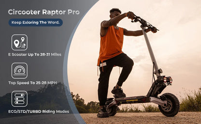 Circooter Raptor pro adult escooter, 1600W motor, 48V 20AH folding E-scooter, 10-inch tire, E-mountain scooter, electric scooter Ai-TechWorld 