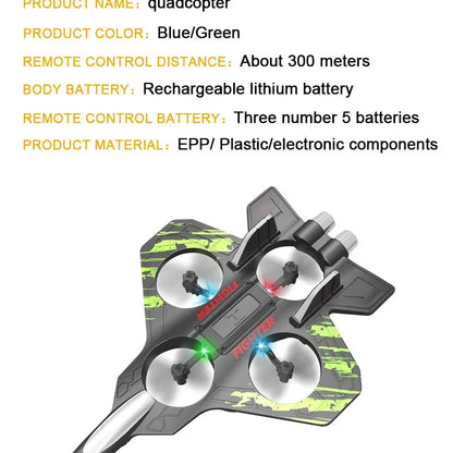 2.4G remote control fighter electric foam glider stunt tumbling UAV hovering helicopter with LED colorful lights aircraft model Ai-TechWorld 