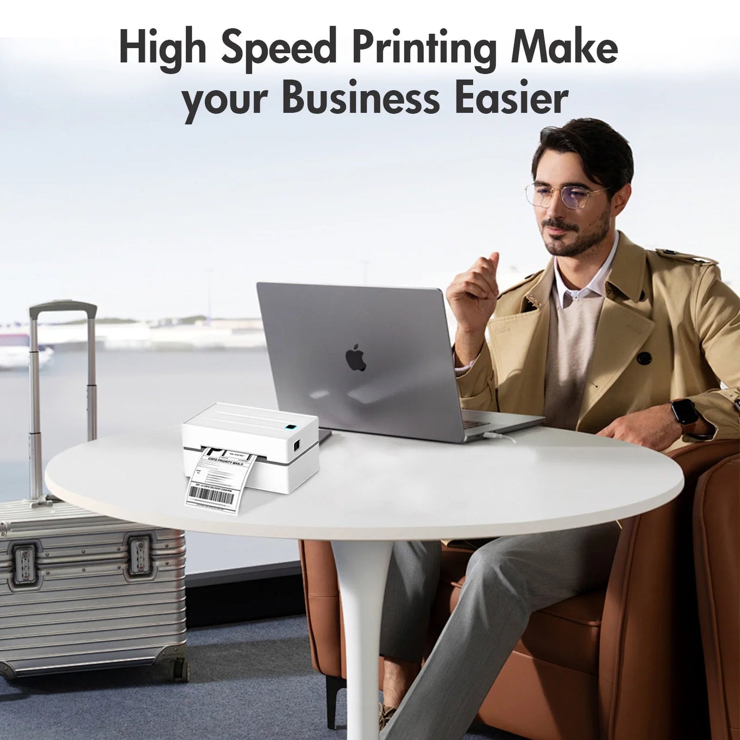 Thermal Label Printer Portable No Ink Required 300DPI 4x6 for Small Business WiFi Bluetooth USB High Speed Express Airway Bill Ai-TechWorld 