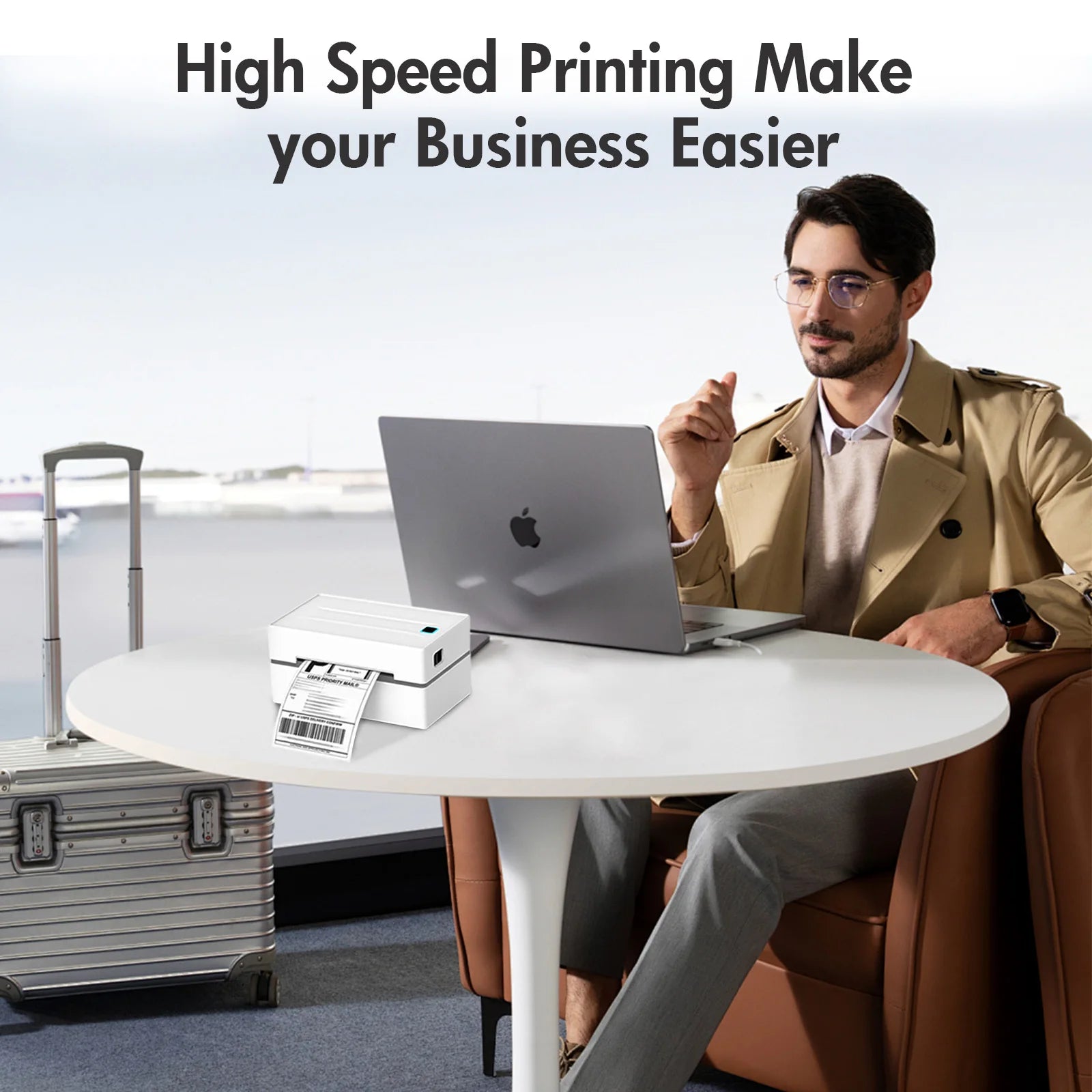 Thermal Label Printer Portable No Ink Required 300DPI 4x6 for Small Business WiFi Bluetooth USB High Speed Express Airway Bill Ai-TechWorld 