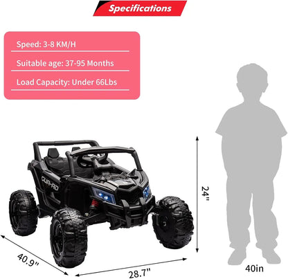 2 Seater Ride On Car, 24V Kids Ride On UTV Car w/Remote Control, 2×200W Motor Electric Vehicle LED Lights Off-Road Toy for Kids Ai-TechWorld 