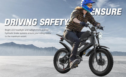 ZorixBike R8 Pro Electric Off-Road Bike 20x4" 3000W 35Mph 80Mile 48V 23Ah,7 Speed Wide Tire All Terrain E-Bike For Adult Ai-TechWorld 