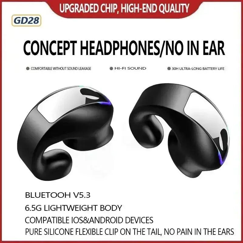 Bluetooth Earphone Clip On Monaural Inear Motion Stereo Bone Conduction Gd28 Business Wireless Earphone Mini Monaural Tws Ai-TechWorld 