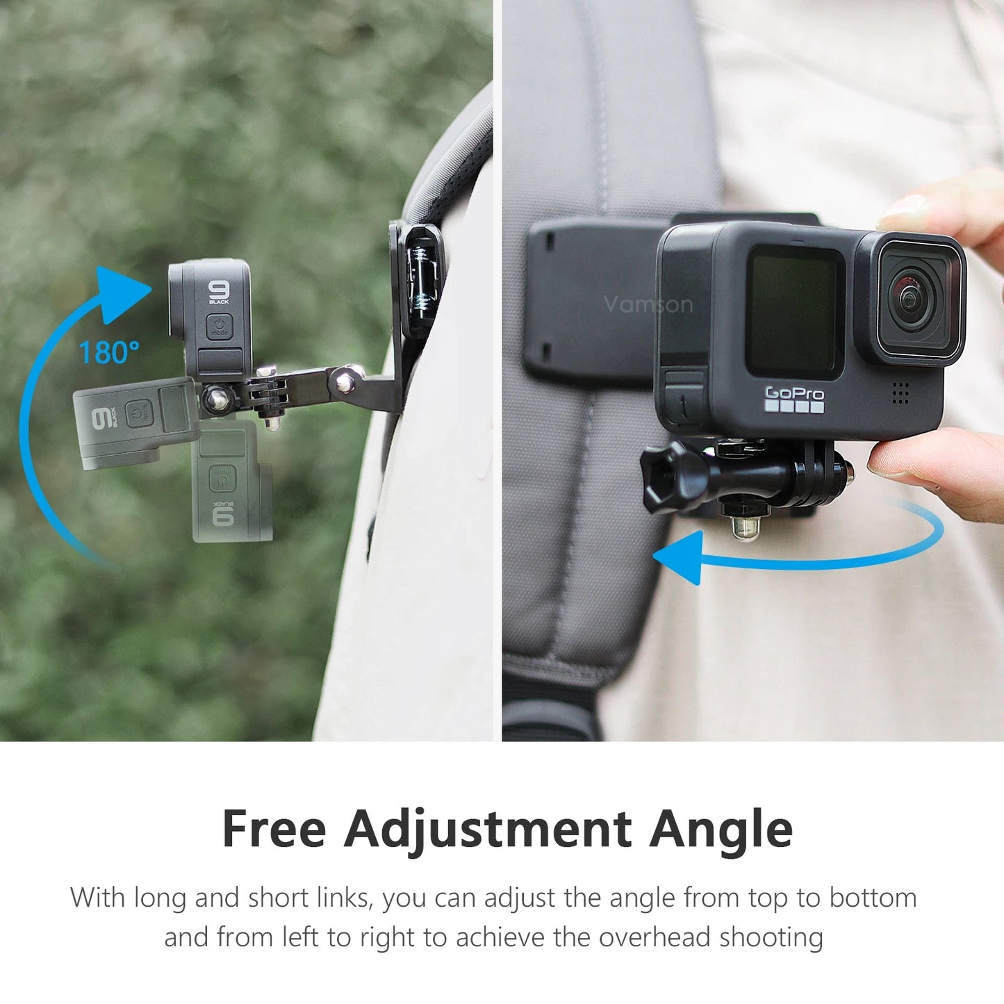 Vamson Backpack Clip for Insta360 x3 for GoPro Hero 11 10 9 Camera 360° Rotate Shoulder Belt Mount Accessories for Dji Action Ai-TechWorld 