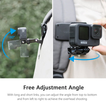 Vamson Backpack Clip for Insta360 x3 for GoPro Hero 11 10 9 Camera 360° Rotate Shoulder Belt Mount Accessories for Dji Action Ai-TechWorld 