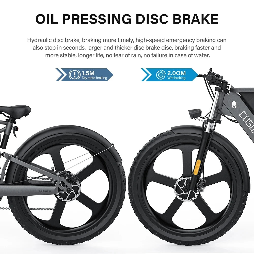 Coswheel T26 adult E-bike 500W 48V20Ah battery commute Electric Bike,26-inch Fat Tire E-Mountain bike Ai-TechWorld 