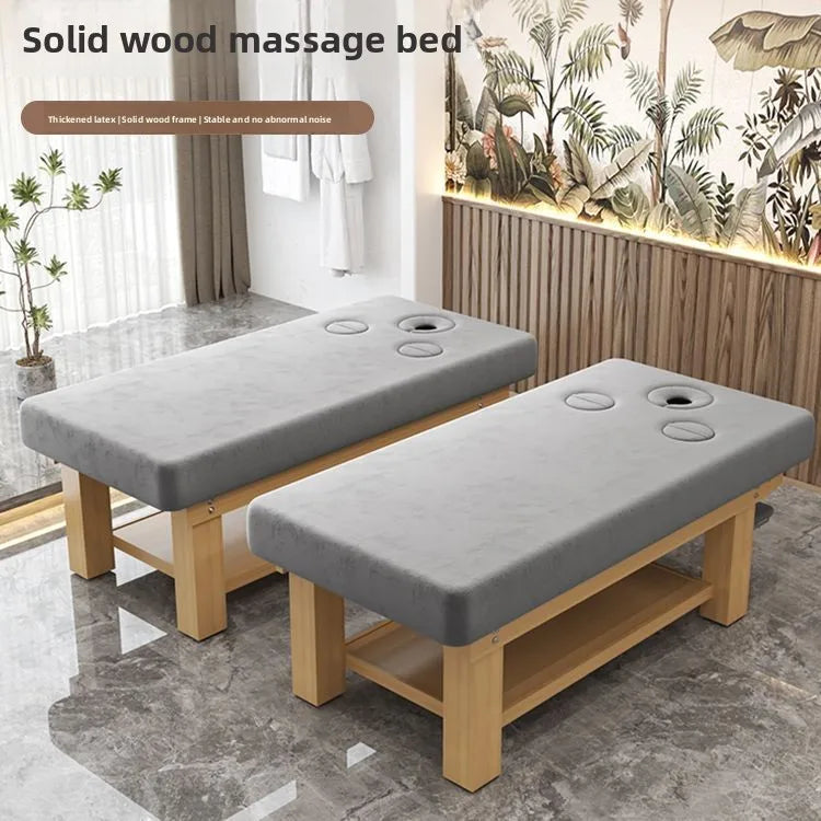 Solid Wood Massage Bed Beauty Salon Treatment Table Chinese Medicine Physiotherapy Thai Moxibustion Beauty Bed Lash Massage Bed Ai-TechWorld 