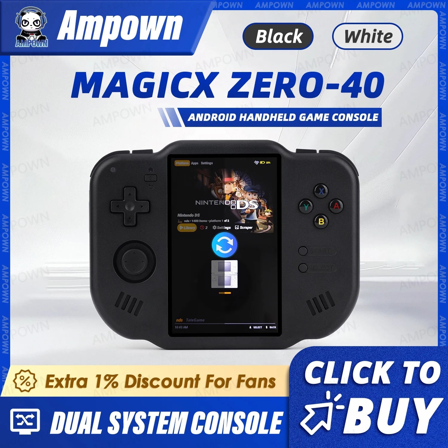 AMPOWN ZERO 40 Video Game Console 4'' IPS Multi-touch Screen Android System A133P Support Wifi Bluetooth Vibration Motor for NDS Ai-TechWorld   ai-techworld