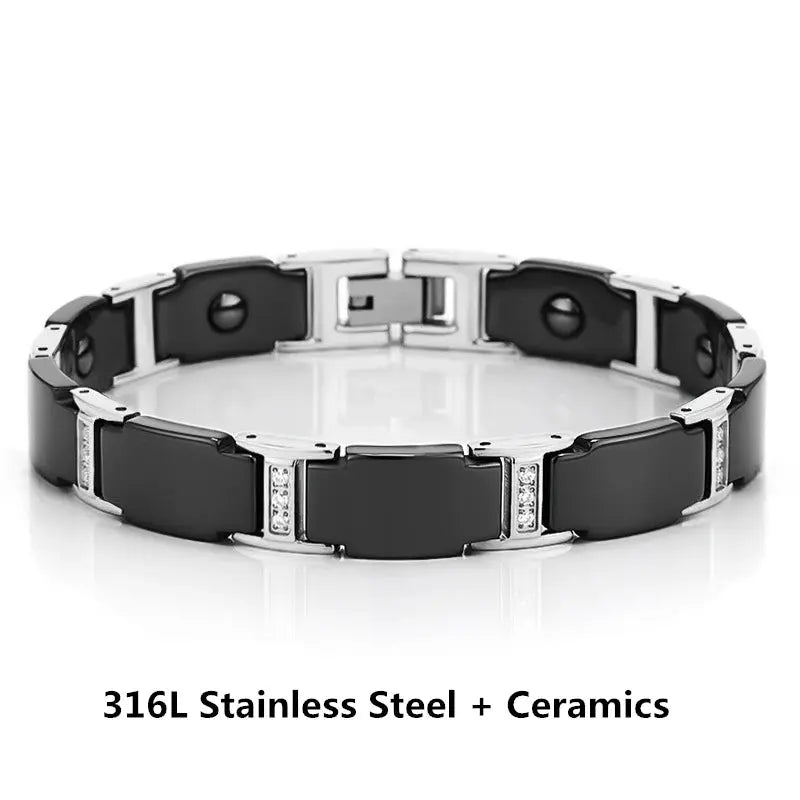 Titanium Steel Ceramic Energy Bracelet Stainless Steel Zirconia Couple Ceramic Bracelet Ai-TechWorld 
