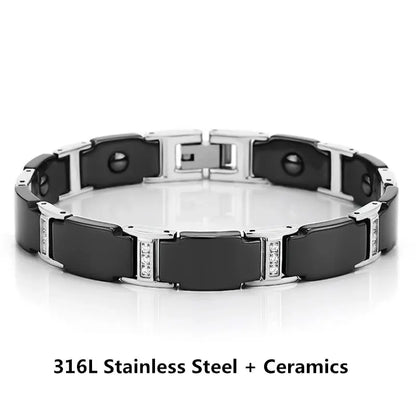 Titanium Steel Ceramic Energy Bracelet Stainless Steel Zirconia Couple Ceramic Bracelet Ai-TechWorld 