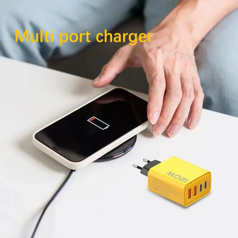 4 Ports 120W USBC Charger Super Fast Charging PD Wall Phone USB Charger Type C Adapter For iphoneXiaomi HuaweiSamsung Ai-TechWorld 