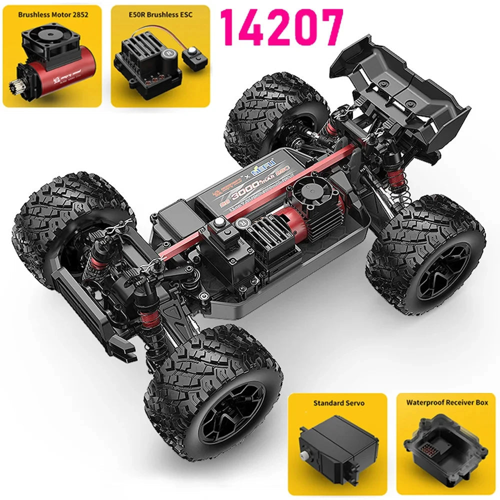 HYPER GO MJX 14207 14208 1/14 RC Car 41-53km/h Brushless 2.4G Remote Control 4WD Off-road High Speed RC Car Truck Hobby Toy Ai-TechWorld 