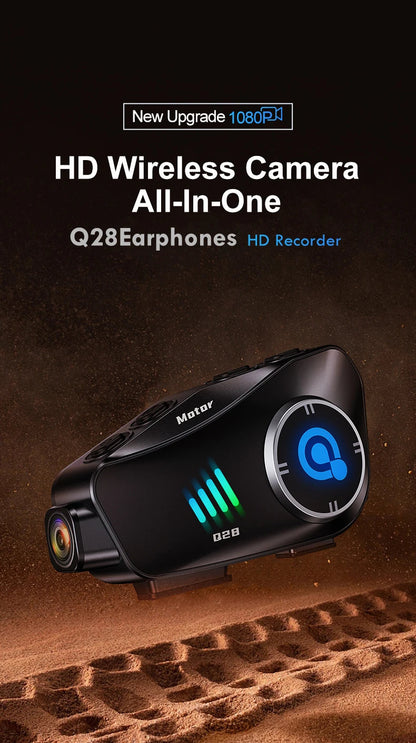 Q28 Motorcycle Helmet Headset Bluetooth Hands Free Call Waterproof Heaphone Wireless 1080P Video Dashcam TF Card as gift Ai-TechWorld 