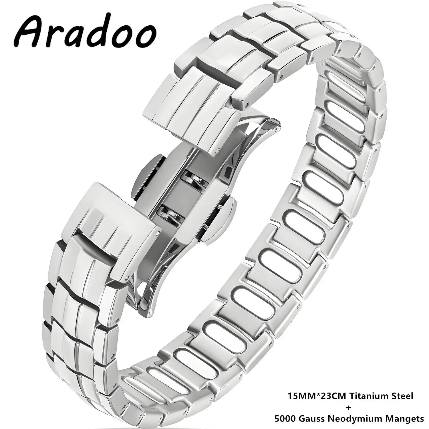 ARADOO Premium Copper Bracelet for Men with Strength 5000 Gauss Magnets Titanium Steel Wristband Jewelry Gifts Ai-TechWorld 