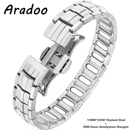 ARADOO Premium Copper Bracelet for Men with Strength 5000 Gauss Magnets Titanium Steel Wristband Jewelry Gifts Ai-TechWorld 