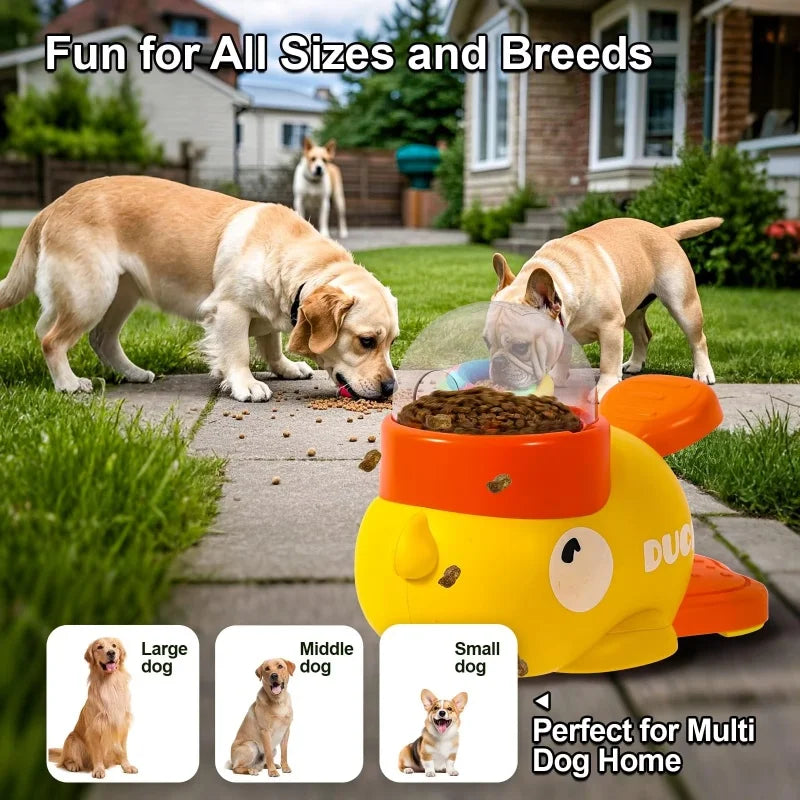 2-in-1 Interactive Dog Toy Pet Automatic Food Treat Dispenser Cartoon Duck Design Slow Food Pet Snack Feeder for Dog Training Ai-TechWorld 