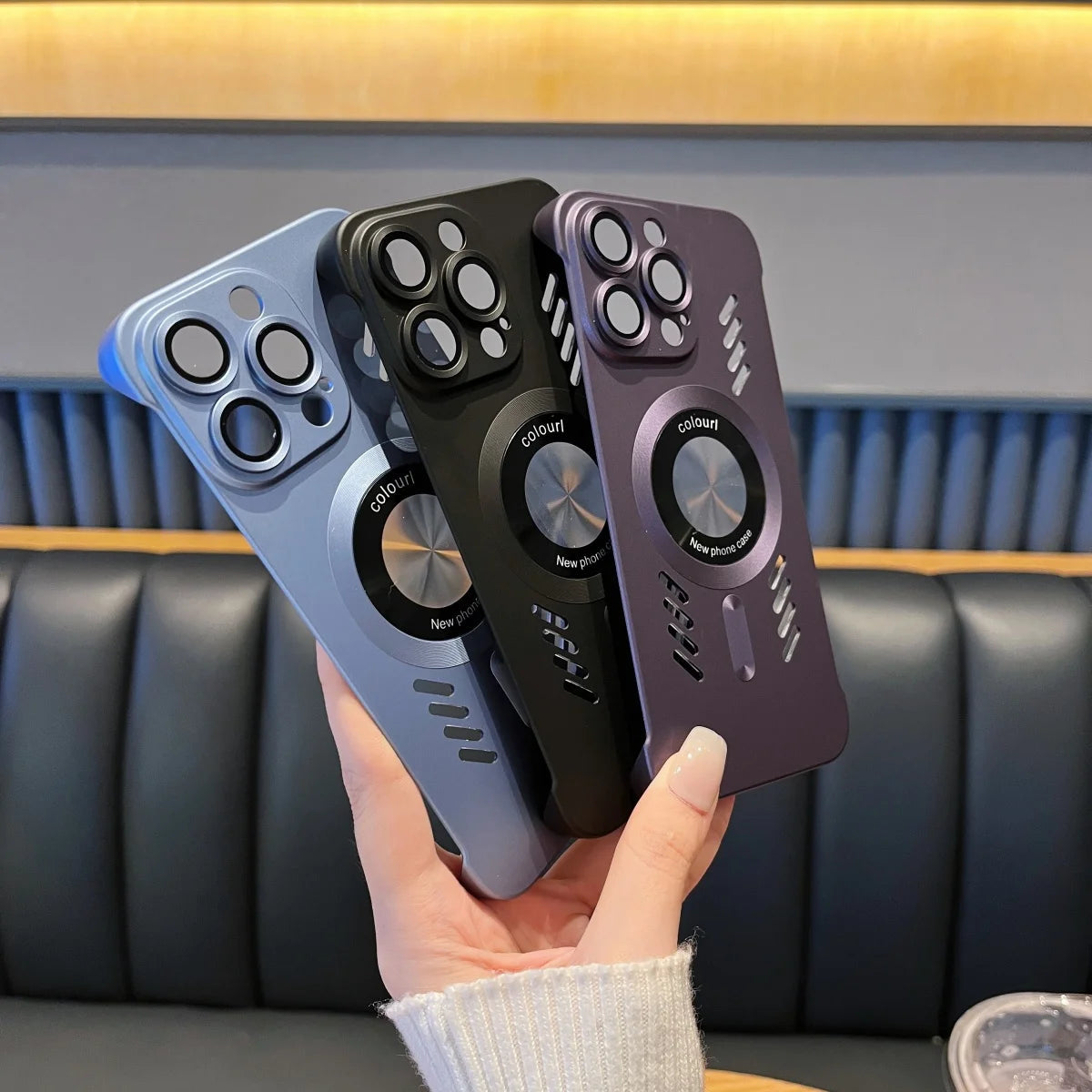 For Magesafe Magnetic Logo Hole Slim Frameless Case For iPhone 16 15 14 13 Pro Max Heat Dissipation Hard PC Lens Protector Cover Ai-TechWorld 