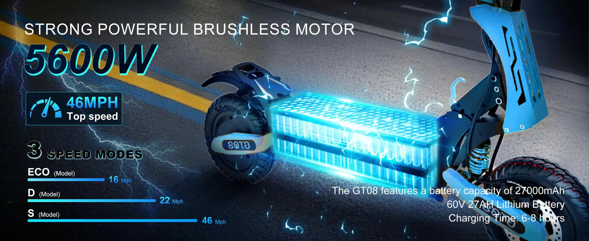 Arwibon 5600W Adult Electric Scooter Dual Motor Top Speed 46MPH,60V27AH, 11-inch Off-Road Tires Sport Folding eScooter with Seat Ai-TechWorld 