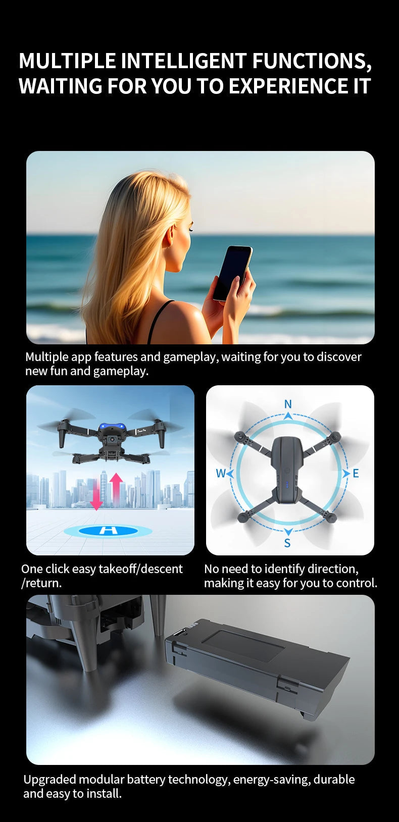 E99 Pro Drone Screen remote control Quadcopter Remote Four Axis Aircraft 8K HD Photography UAV Altitude Fixation Helicopter Toy Ai-TechWorld 