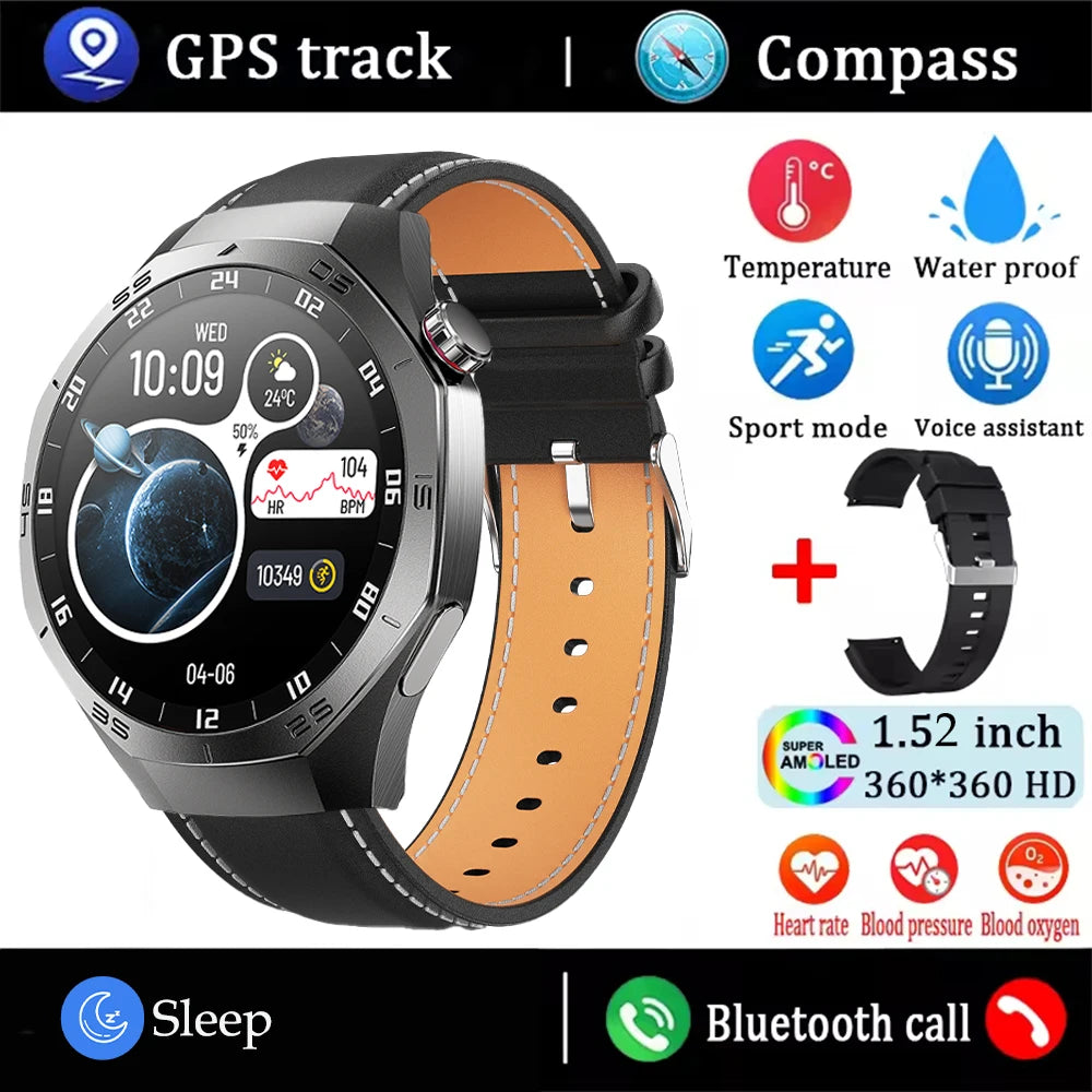 2025New For Android and ios Smart Watch Men AMOLED Screen GPS Motion trajectory Heart Rate Bluetooth Calls SmartWatch Waterproof Ai-TechWorld 
