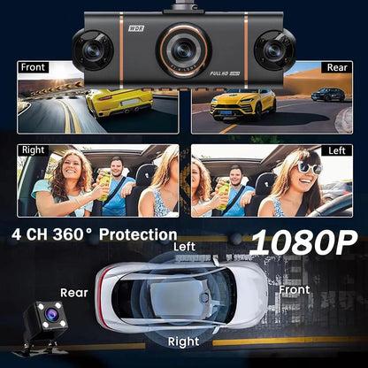 4 Cameras Dash Cam Car DVR WiFi HD 1080P Video Recorder 4 Channel Front Rear View Night Vision Black Box DVR For Vehicle Safety Ai-TechWorld 