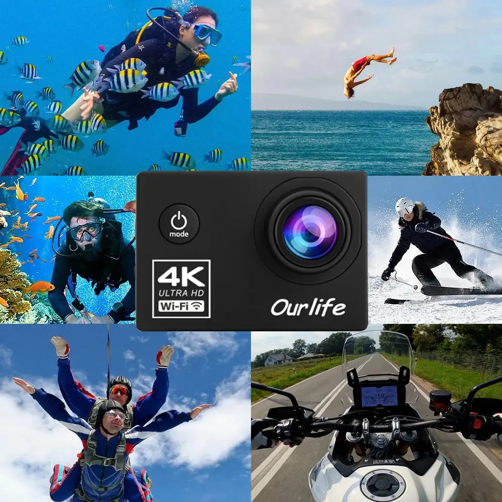 Action Camera Ultra HD 4K 16.0MP Wi-Fi 2.0" Screen 170D Webcam Ai-TechWorld 