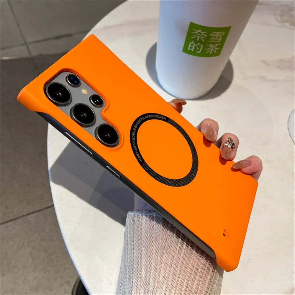 Luxury For Magsafe Thin PC Matte Frameless Phone Case For Samsung S24 S25 Ultra Edge S23 FE S22 S21 S20 S10 S9 Plus Back Cover Ai-TechWorld 