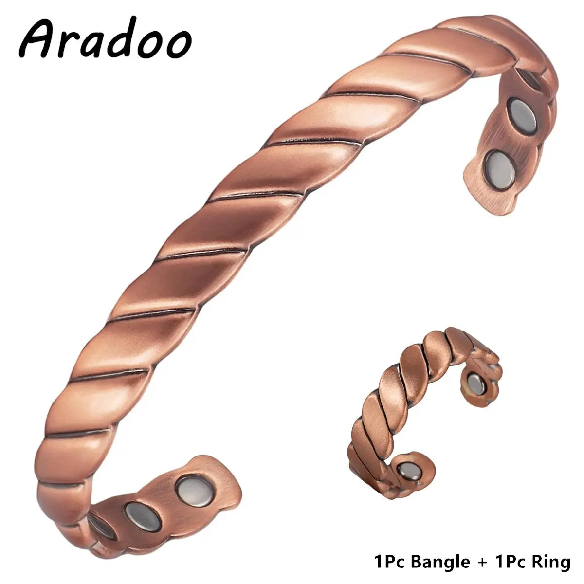 ARADOO Copper Bracelets for Women & Lymphatic Drainage Ring, Magnetic Lymph Detox Ring and Magnetic Copper Bracelet Jewelry Gift Ai-TechWorld 