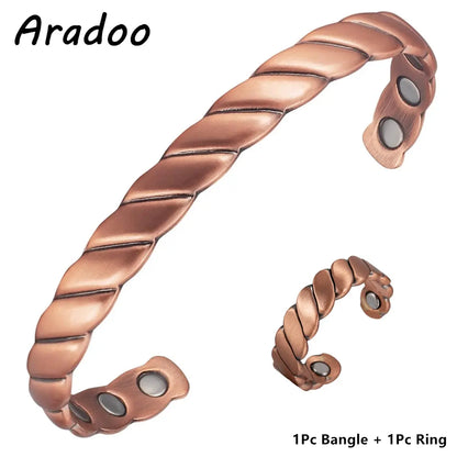ARADOO Copper Bracelets for Women & Lymphatic Drainage Ring, Magnetic Lymph Detox Ring and Magnetic Copper Bracelet Jewelry Gift Ai-TechWorld 