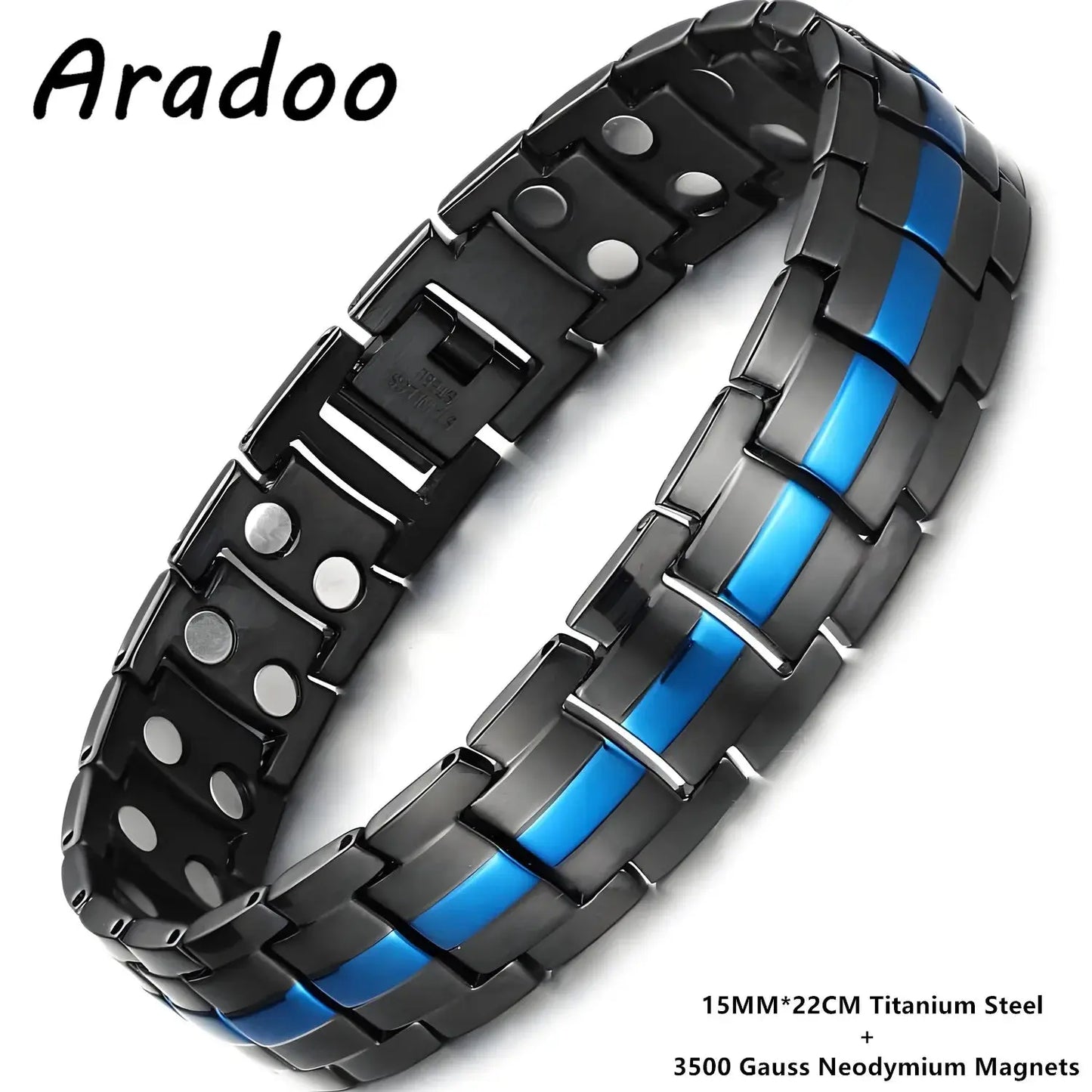 ARADOO Premium Copper Bracelet for Men with Strength 5000 Gauss Magnets Titanium Steel Wristband Jewelry Gifts Ai-TechWorld 