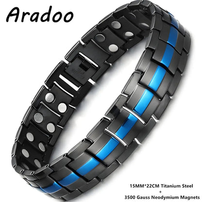 ARADOO Premium Copper Bracelet for Men with Strength 5000 Gauss Magnets Titanium Steel Wristband Jewelry Gifts Ai-TechWorld 