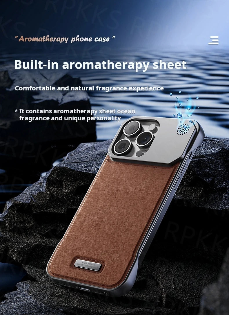 Business Aromatherapy Leather Case for iPhone 17 Air 16 15 14 Plus 13 12 11 Pro Max For Magsafe Magnetic Frameless Armor Cover Ai-TechWorld 