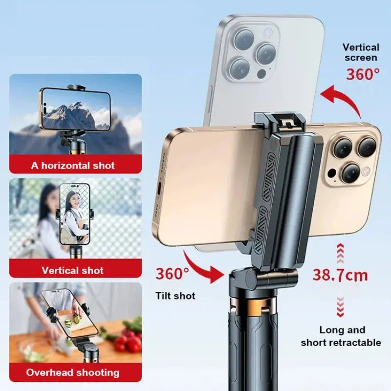 Super Mini Selfie Stick Portable Phone Holder Shooting Aid Versatile Integrated Design Bluetooth Remote For Live Broadcas Ai-TechWorld 