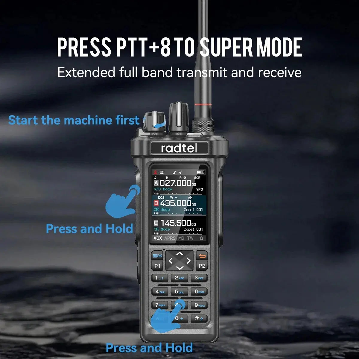 Radtel RT-950 PRO Bluetooth GPS APRS Programmable RGB Screen Frequency FM/SSB+71cm Dual-band 86mhz Ham Handtalkie W/ APP Ai-TechWorld 