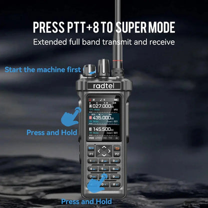 Radtel RT-950 PRO Bluetooth GPS APRS Programmable RGB Screen Frequency FM/SSB+71cm Dual-band 86mhz Ham Handtalkie W/ APP Ai-TechWorld 