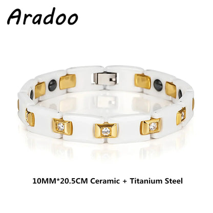 Titanium Steel Ceramic Energy Bracelet Stainless Steel Zirconia Couple Ceramic Bracelet Ai-TechWorld 