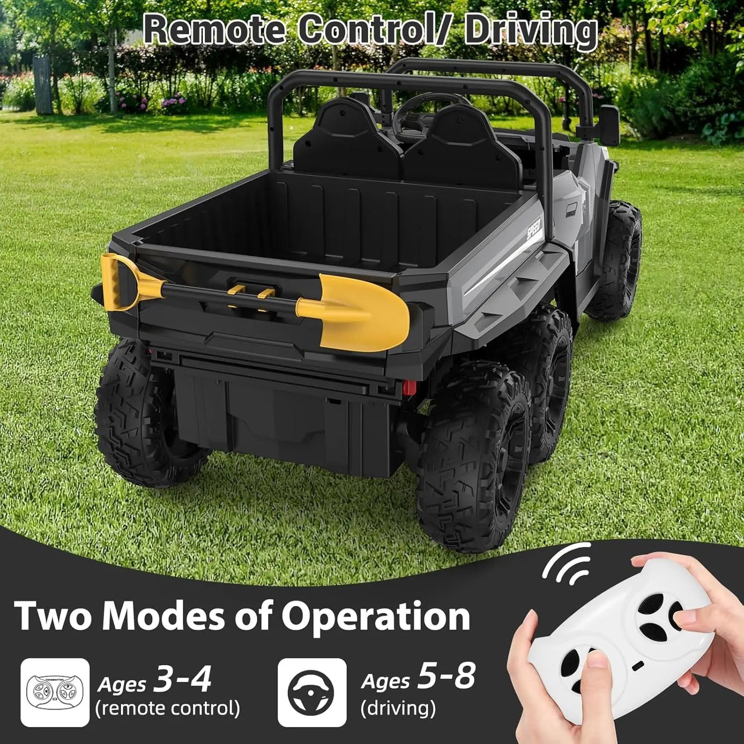 24V 4WD Electric Ride On Dump Truck with Remote Control 2-Seater Kids Ride On Car Music Player & LED Lights Birthday Gift Ai-TechWorld 
