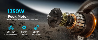 PUCKIPUPPY Labrador pro Electric Bike 1350W Peak 48V 20AH Battery Ebike 26" Fat Tire Electric Mountain Bike 2-Year Warranty Ai-TechWorld 