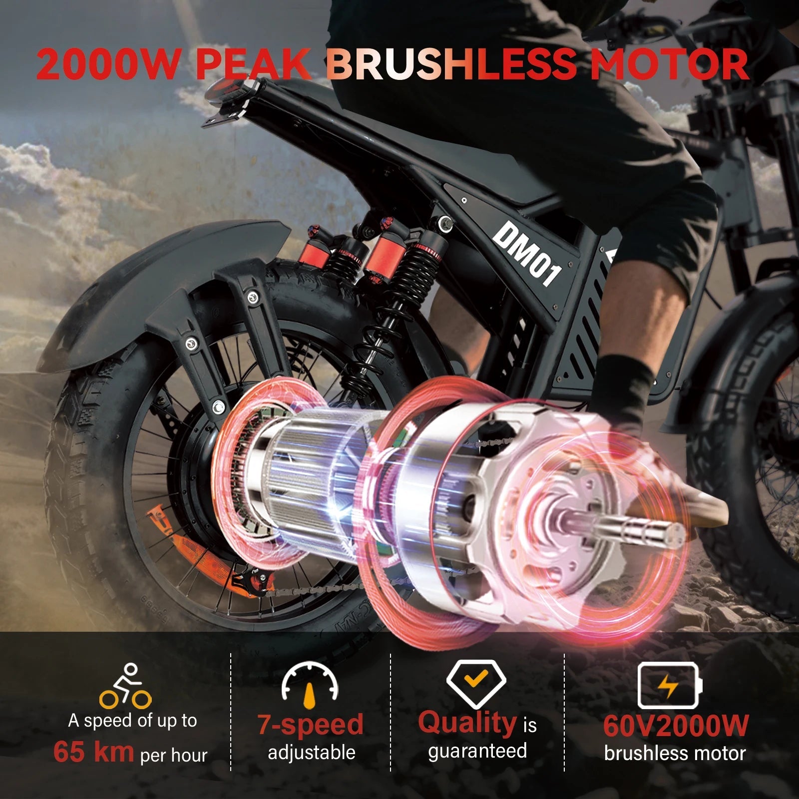 【1 Year Warranty】BAOLUJIE DM01 Electric Bike for Adult 2000W Motor Electric Bike 60V 30AH Moto 42MPH City Commuter Electric Bike Ai-TechWorld 
