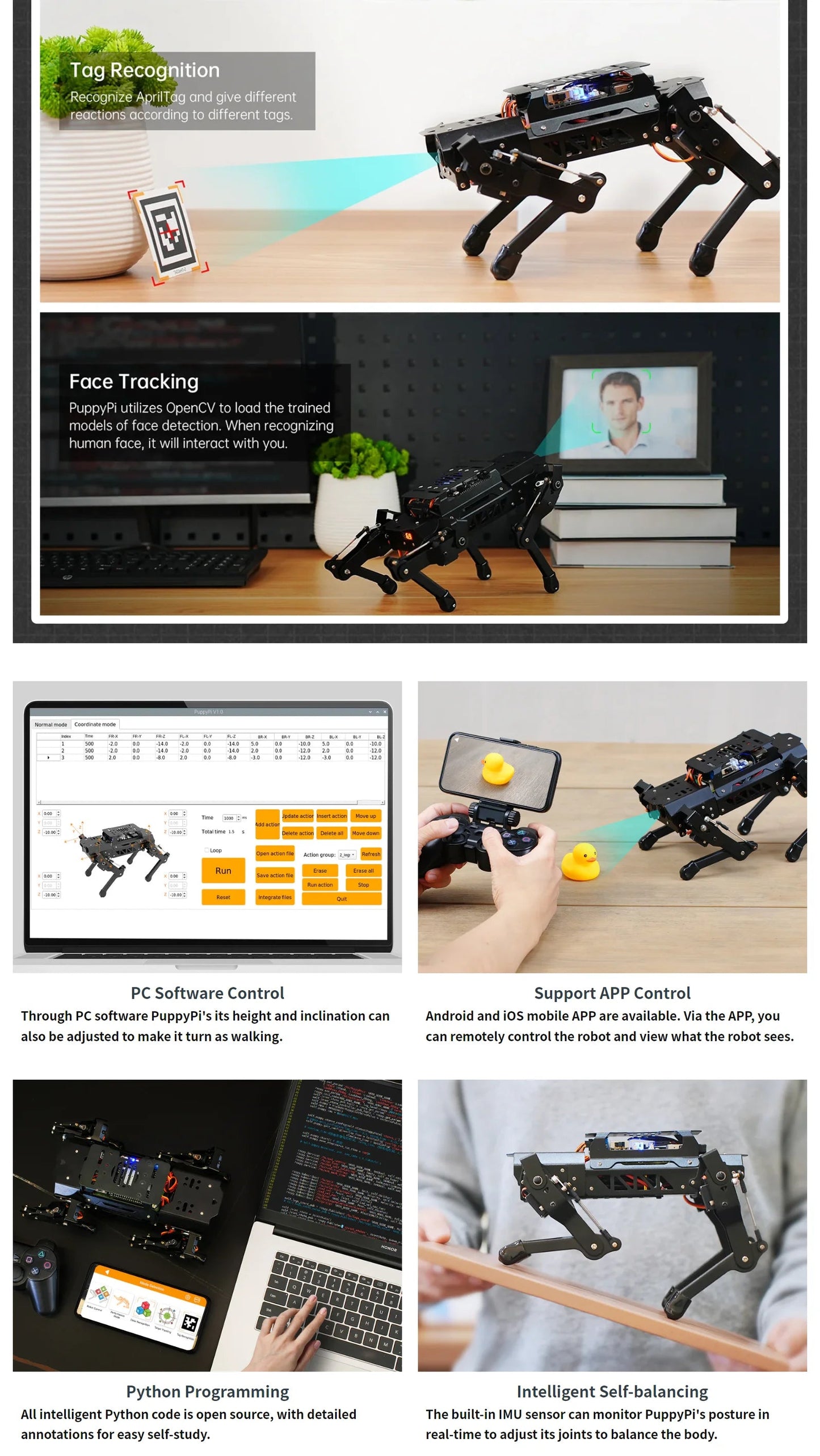 Hiwonder PuppyPi ROS quadruped robot dog, bionics, intelligent programming, AI visual recognition Ai-TechWorld 