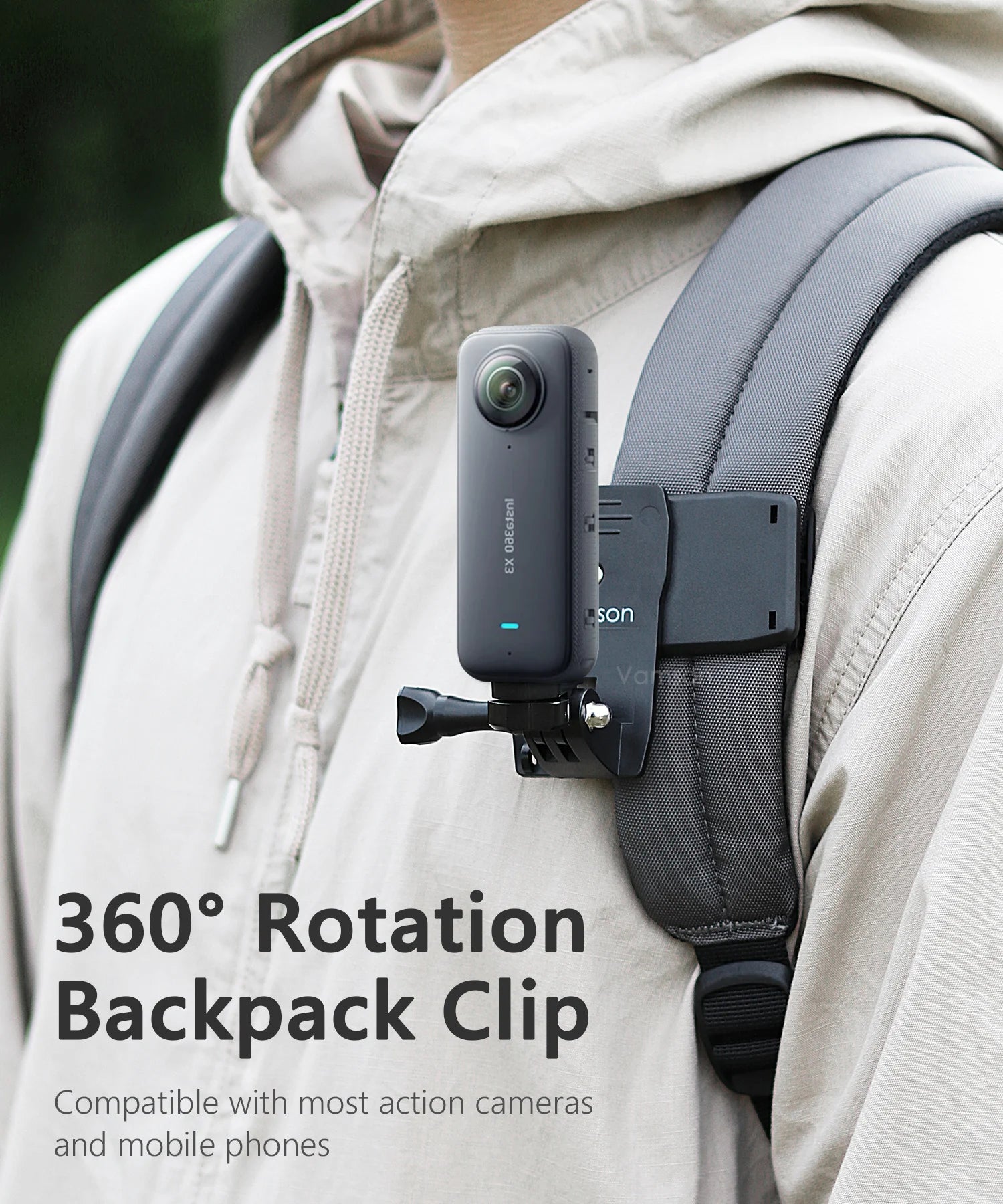 Vamson Backpack Clip for Insta360 x3 for GoPro Hero 11 10 9 Camera 360° Rotate Shoulder Belt Mount Accessories for Dji Action Ai-TechWorld 