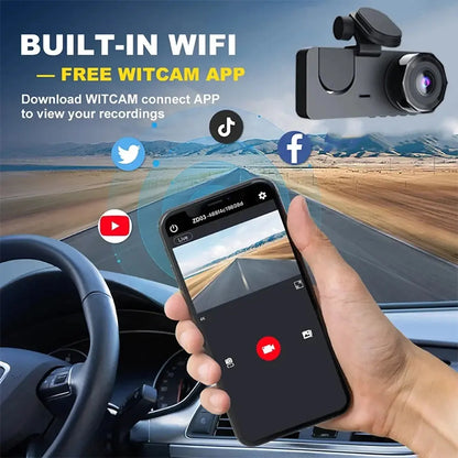 Car DVR 3Channel Dash Cam for Car 4K Video Recorder WIFI APP Dashcam Front and Rear View Camera Night Vision Car Accessories Ai-TechWorld 