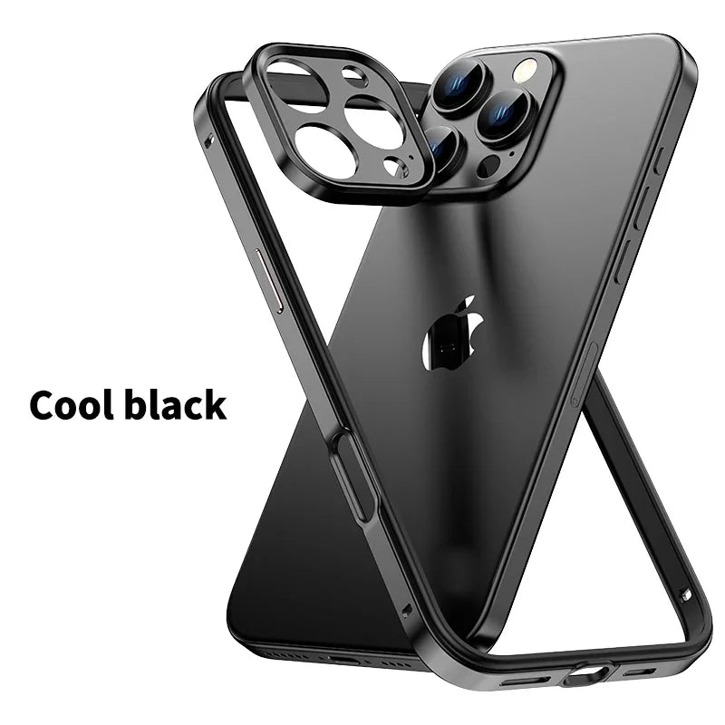 Camera Protection + Hybrid Silicone Frame Aluminum Metal Phone Case For iPhone 17 16 15 Pro Max 14 13 Better Heat Bumper Ai-TechWorld 