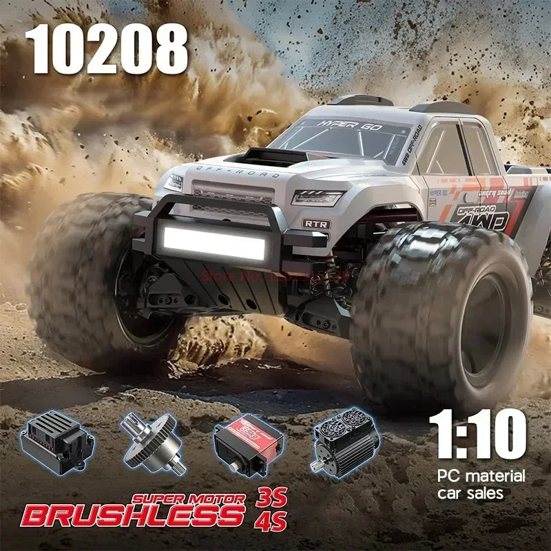 New MJX 10208 Small Monster 1/10 Hypergo 2.4G Brushless High Speed RC Professional Adult Off road Remote Control Vehicle RC Cars Ai-TechWorld 