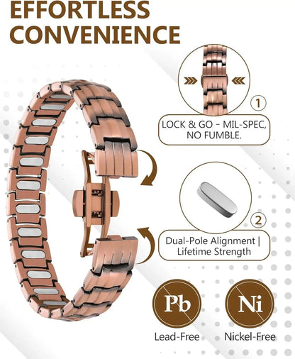 ARADOO Premium Copper Bracelet for Men with Strength 5000 Gauss Magnets Titanium Steel Wristband Jewelry Gifts Ai-TechWorld 