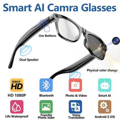 Xiaomi 4K AI Smart Glasses Chat GPT HD Camera Bluetooth Call Voice Assistant Music Player Translate Photochromic Glasses Ai-TechWorld 