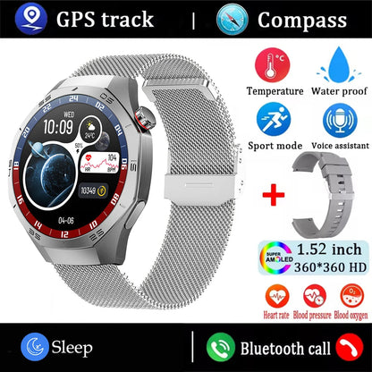 2025New For Android and ios Smart Watch Men AMOLED Screen GPS Motion trajectory Heart Rate Bluetooth Calls SmartWatch Waterproof Ai-TechWorld 
