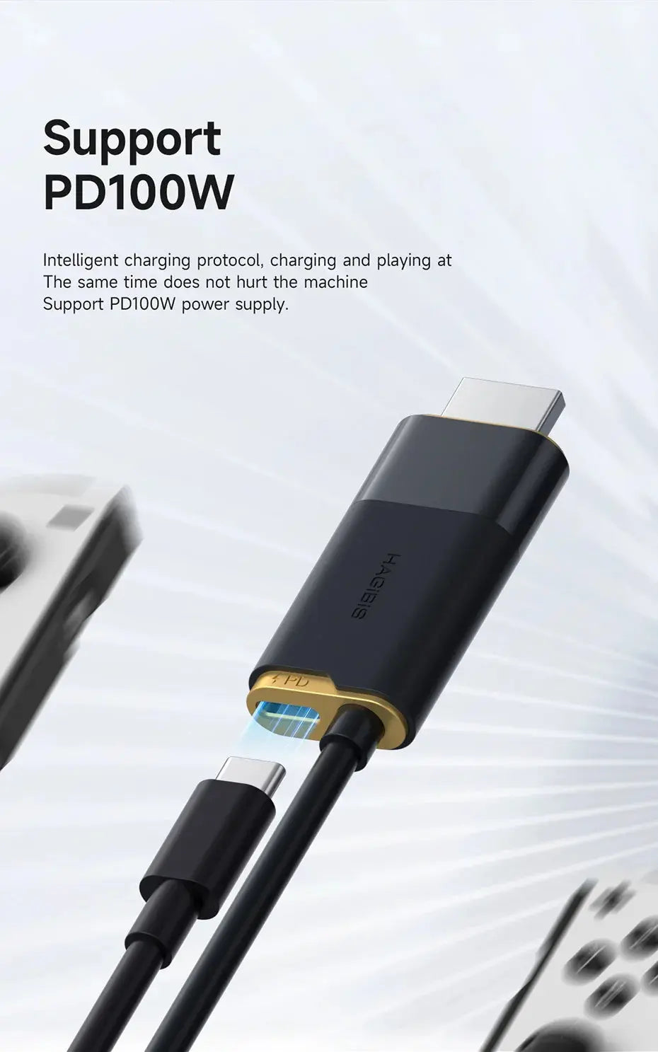 Hagibis Switch Dock for Nintendo Switch/OLED/Switch2 USB C to HDMI Cable Adapter 8K@60Hz HDR 100W PD for Laptop SteamDeck ROG Ai-TechWorld 